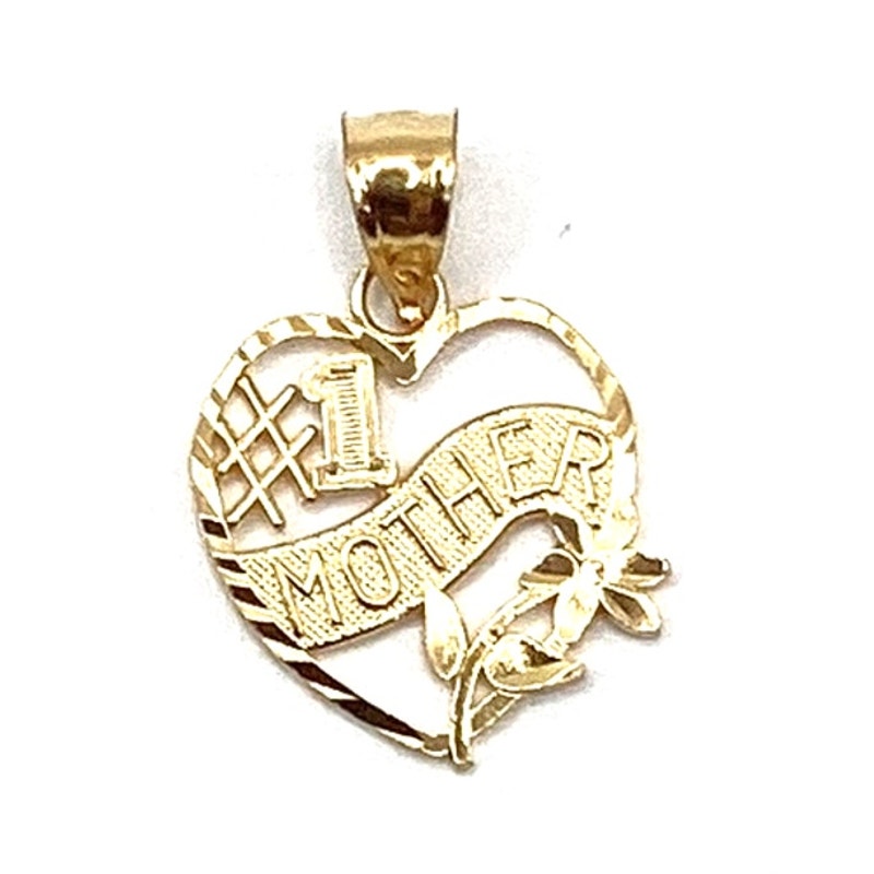 14k Yellow Gold 1 Mother Heart Pendant